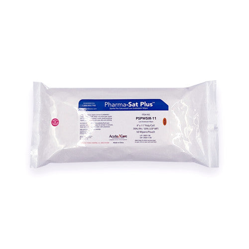 Pharma-Choice® Pharma-Sat Plus™ Non-Sterile Pre-Saturated Poly-Cellulose Wipes, 70% IPA, 9"x11", 50/Pack, 24 Packs/Case (HOSPSPW5NS-11)