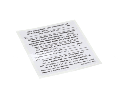Pitco 155-000039-001 Conversion Sticker (PT155-000039-001)