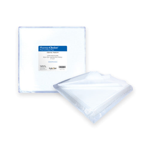 Pharma-Choice® Pharma-Wipe Plus™ Sterile Poly-Cellulose Wipes, 9"x9", 25/Bag, 72 Bags/Case (HOSPW5S797)