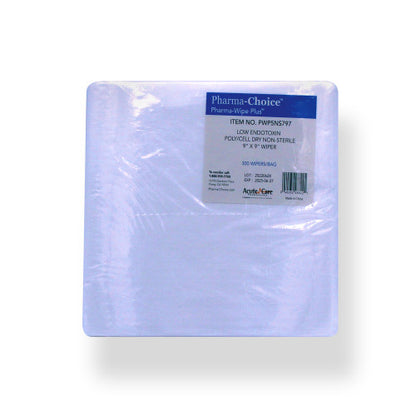 Pharma-Choice® Pharma-Wipe Plus™ Non-Sterile Poly-Cellulose Wipes, 9"x9", 300/Bag, 12 Bags/Case (HOSPWP5NS797)