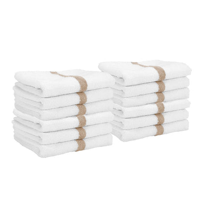 Hospeco® Power Gym Hand Towel 16x27 Beige Stripe, 120/Case (HOSPWR-1627-3BGCS-CS)