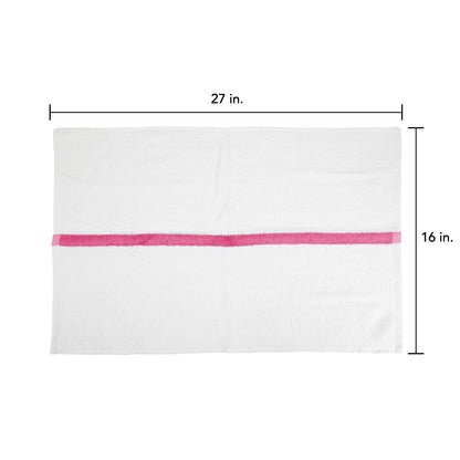Hospeco® Power Gym Hand Towel 16x27 Pink Stripe, 120/Case (HOSPWR-1627-3PKCS-CS)