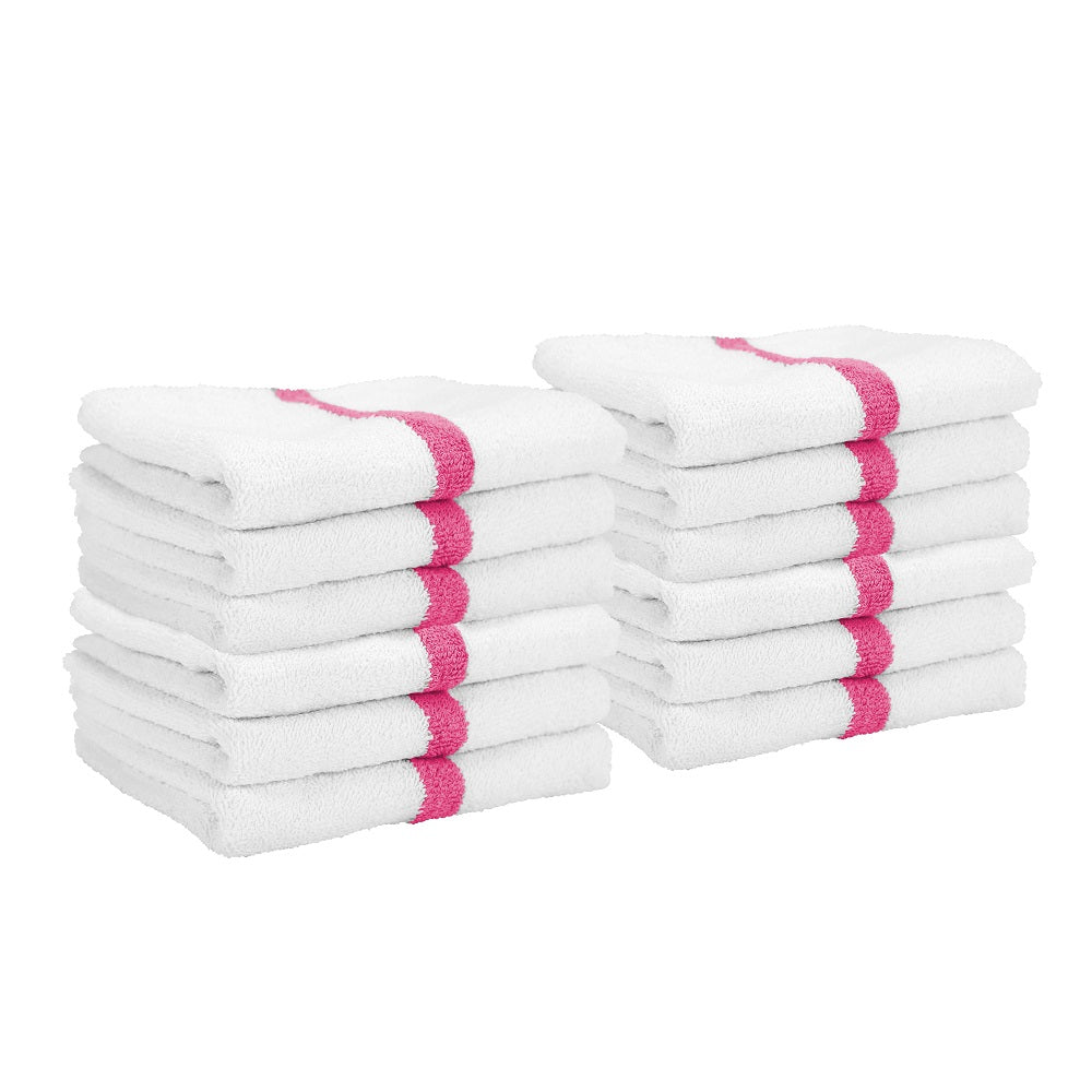 Hospeco® Power Gym Hand Towel 16x27 Pink Stripe, 120/Case (HOSPWR-1627-3PKCS-CS)