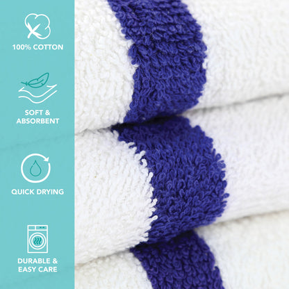 Hospeco® Power Gym Hand Towel 16x27 Blue Stripe, 120/Case (HOSPWR-1627-3BCS-CS)