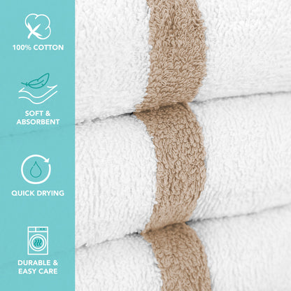 Hospeco® Power Gym Hand Towel 16x27 Beige Stripe, 120/Case (HOSPWR-1627-3BGCS-CS)