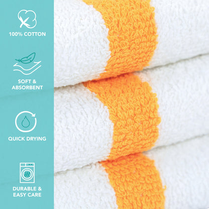Hospeco® Power Gym Hand Towel 16x27 Gold Stripe, 120/Case (HOSPWR-1627-3GLDCS-CS)