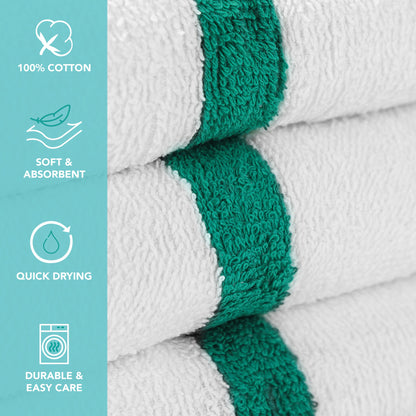 Hospeco® Power Gym Hand Towel 16x27 Green Stripe, 120/Case (HOSPWR-1627-3GRCS-CS)