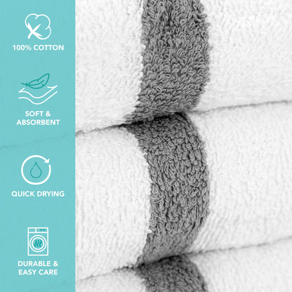 Hospeco® Power Gym Hand Towel 16x27 Gray Stripe, 120/Case (HOSPWR-1627-3GYCS-CS)
