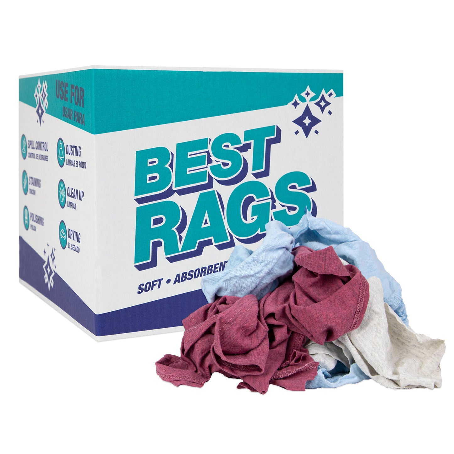 Hospeco® R-C45 T-Shirt Reclaimed Rags Colored, 10 lb Box (HOSR-C45-10)