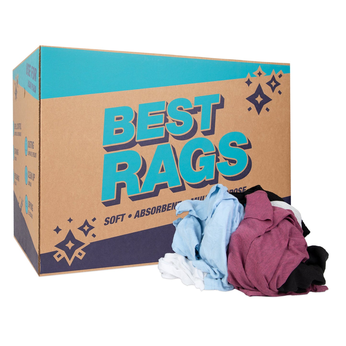 Hospeco® R-C45 T-Shirt Reclaimed Rags Colored, 50lb Box (HOSR-C45-50)