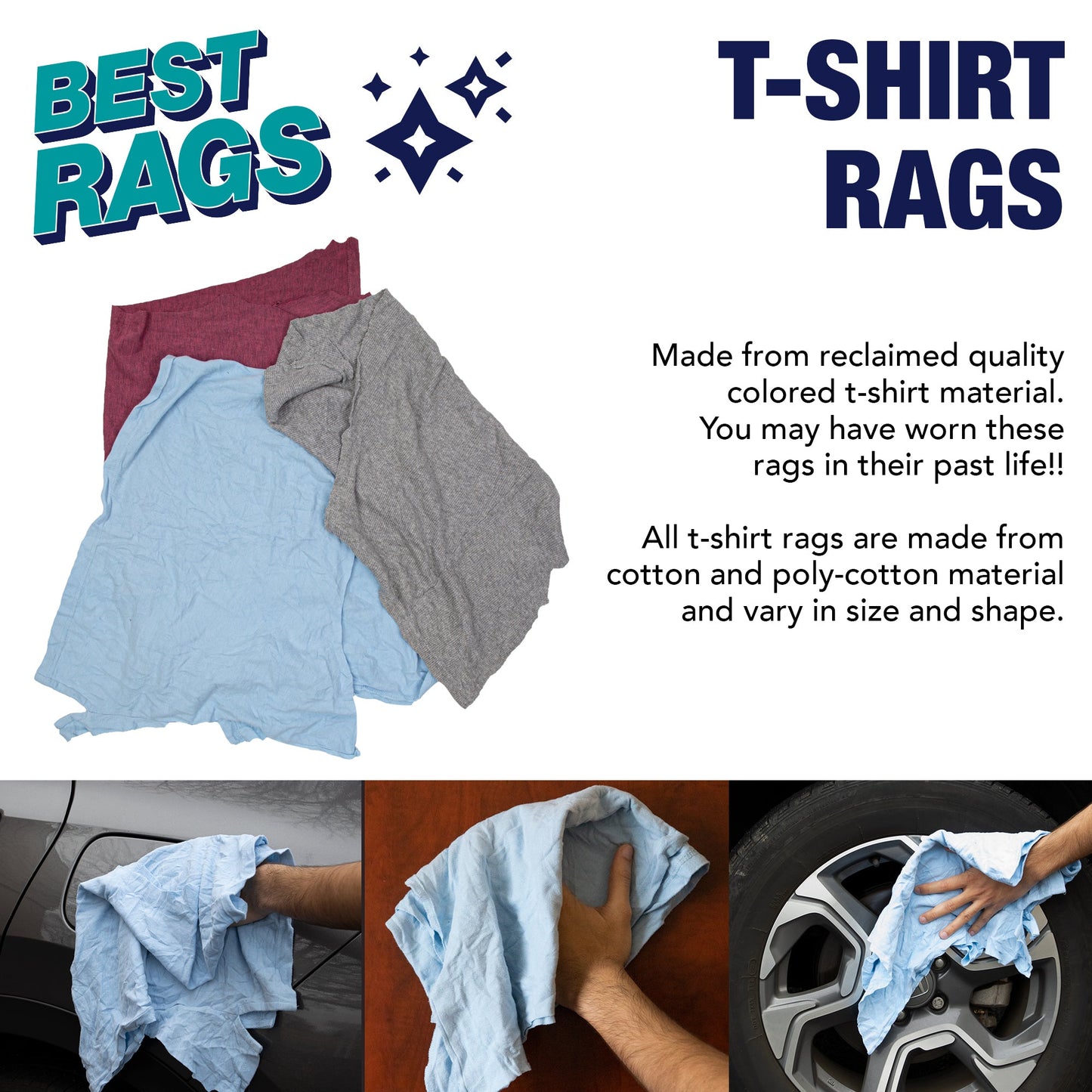 Hospeco® R-C45 T-Shirt Reclaimed Rags Colored, 50lb Box (HOSR-C45-50)