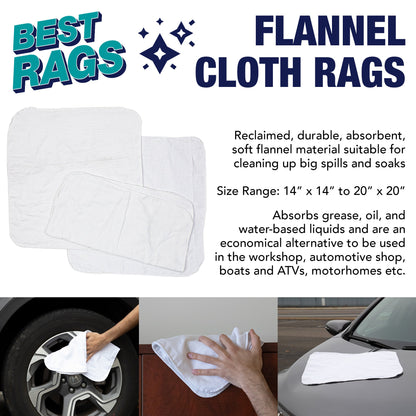 Hospeco® RW80 Flannel Reclaimed Rags White, 10lb Box (HOSR-W80-10)