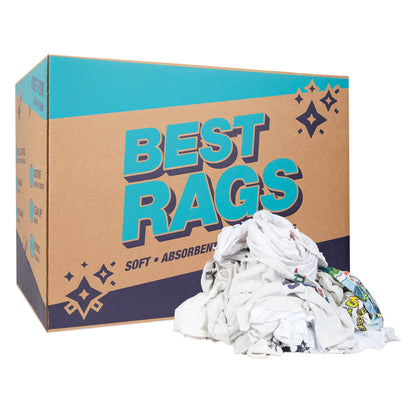 Hospeco® R2-W50 T-Shirt Reclaimed Rags White, 50lb Box (HOSR2-W50-50)