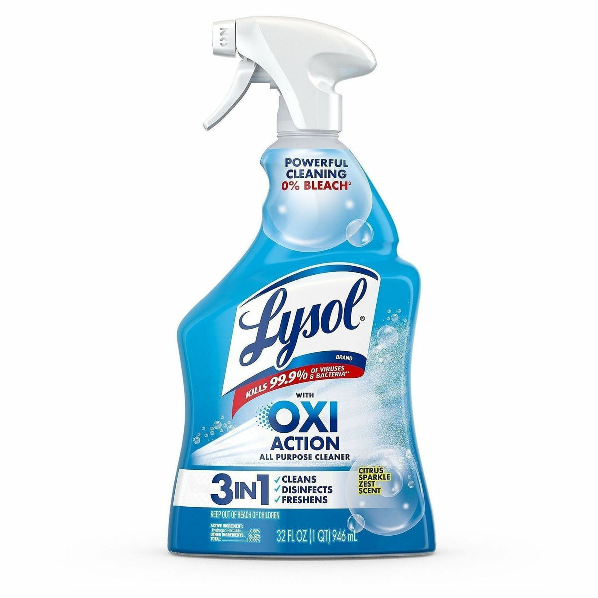 Lysol Hydrogen Peroxide Cleaner, Liquid, 32 fl oz (1 quart), Citrus ScentSpray Bottle (RAC89289)