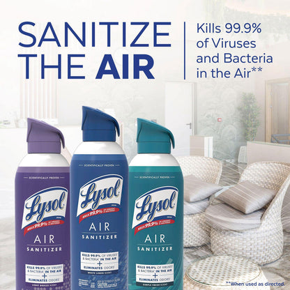 LYSOL Brand Air Sanitizer Spray, Light Breeze Scent, 10 oz Aerosol Can, 6/Carton (RAC99394CT)