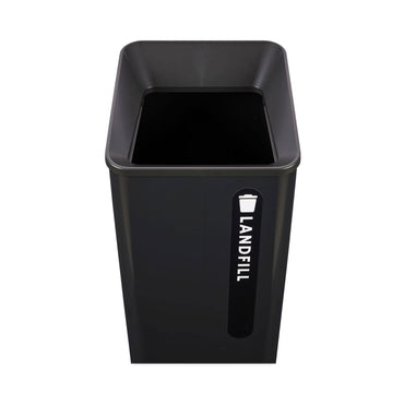 Rubbermaid Sustain Decorative Refuse with Recycling Lid, 23 gal, Metal/Plastic, Black (RCP2078988)