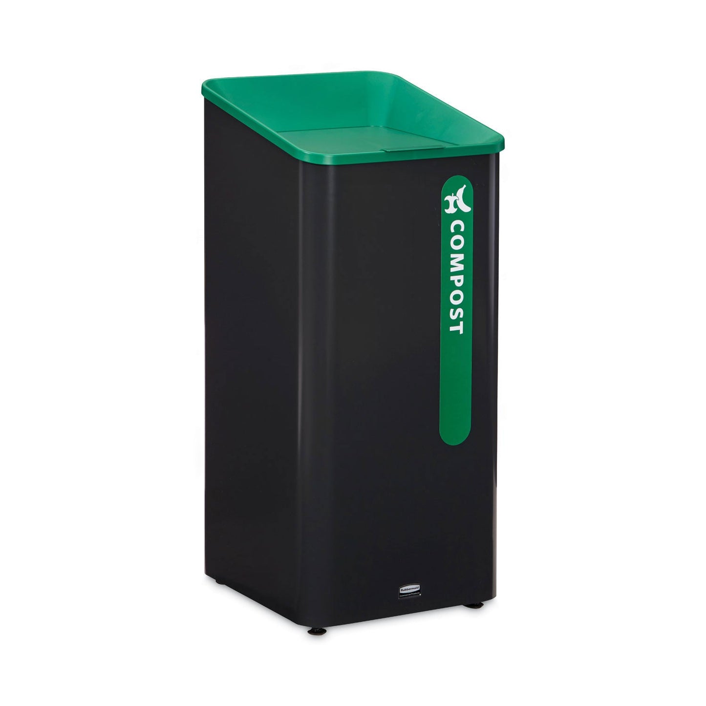 Rubbermaid Sustain Decorative Refuse with Recycling Lid, 23 gal, Metal/Plastic, Black/Green (RCP2078992)