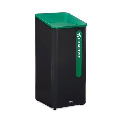 Rubbermaid Sustain Decorative Refuse with Recycling Lid, 23 gal, Metal/Plastic, Black/Green (RCP2078992)
