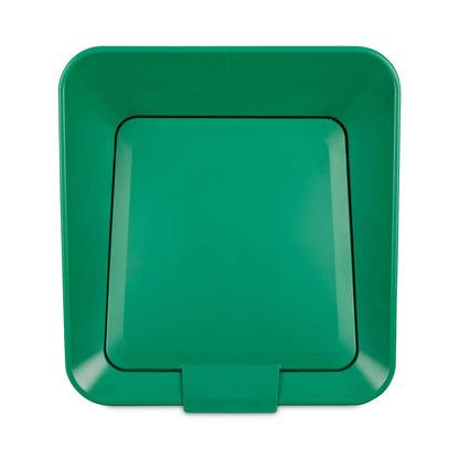Rubbermaid Sustain Decorative Refuse with Recycling Lid, 23 gal, Metal/Plastic, Black/Green (RCP2078992)