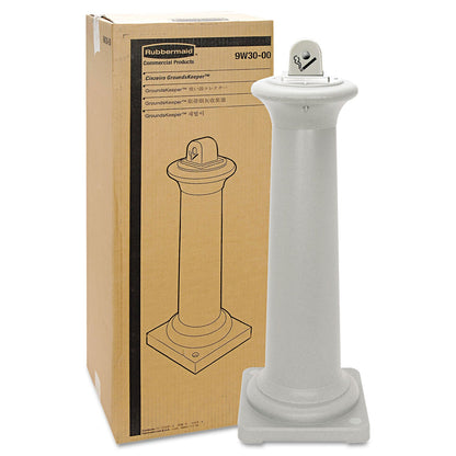Rubbermaid GroundsKeeper Tuscan Receptacle, 13 x 13 x 38.38, Sandstone (RCP9W30SST)