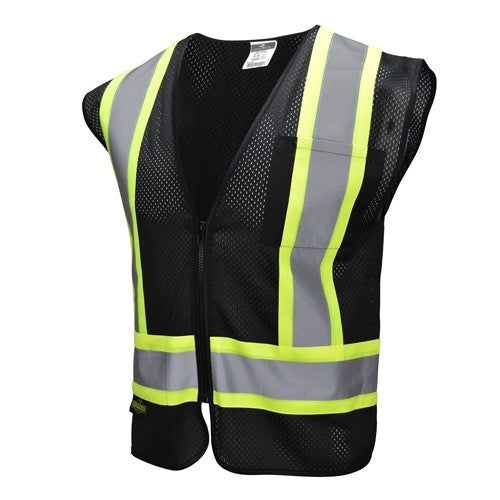Economy Two Tone Vest Zip 2 Pockets XL Black (HOSRISV22-1ZBM-XL)