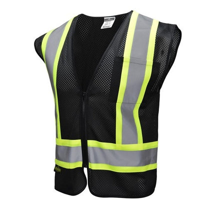 Economy Two Tone Vest Zip 2 Pockets XL Black (HOSRISV22-1ZBM-XL)