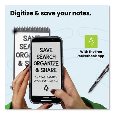 Rocketbook Mini Notepad, Black Cover, Dot Grid Rule, 3.5 x 5.5, Black/White, 24 Sheets (RKBEVRMKA)