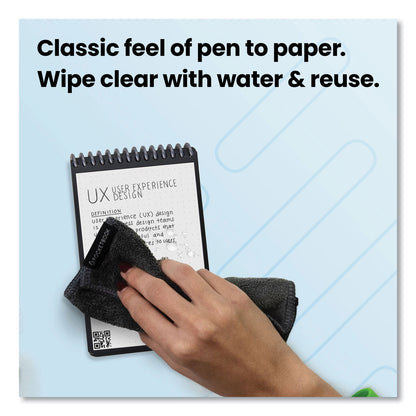 Rocketbook Mini Notepad, Black Cover, Dot Grid Rule, 3.5 x 5.5, Black/White, 24 Sheets (RKBEVRMKA)