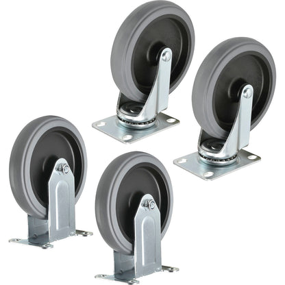 Global Industrial Replacement 5" Rubber Casters For Plastic Service Carts, 2 Swivel/2 Rigid (WBRP1002)