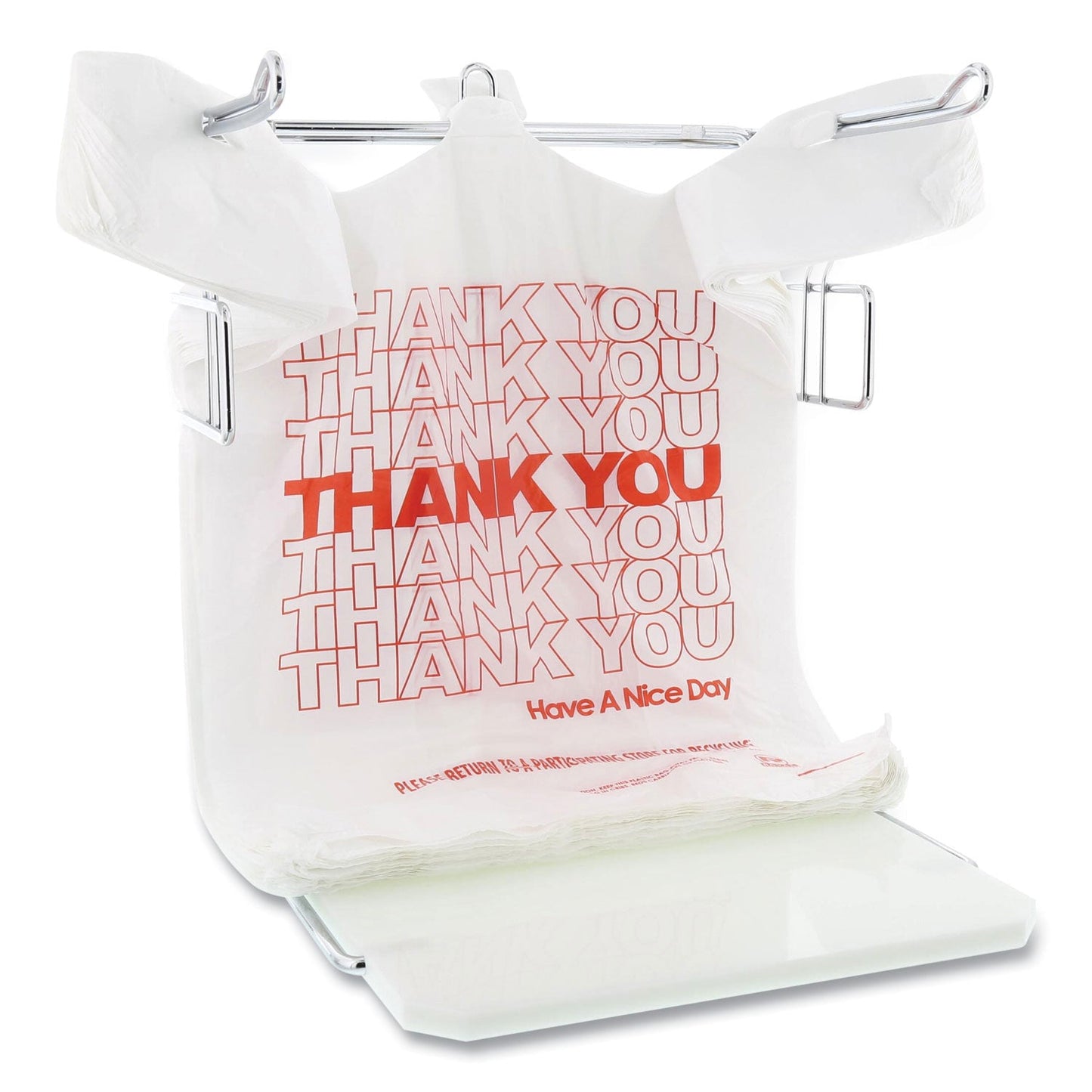 AmerCareRoyal Thank You Bags, 13" x 23" x 23", Red/White, 1,000/Carton (RPPRPTYB6FS)