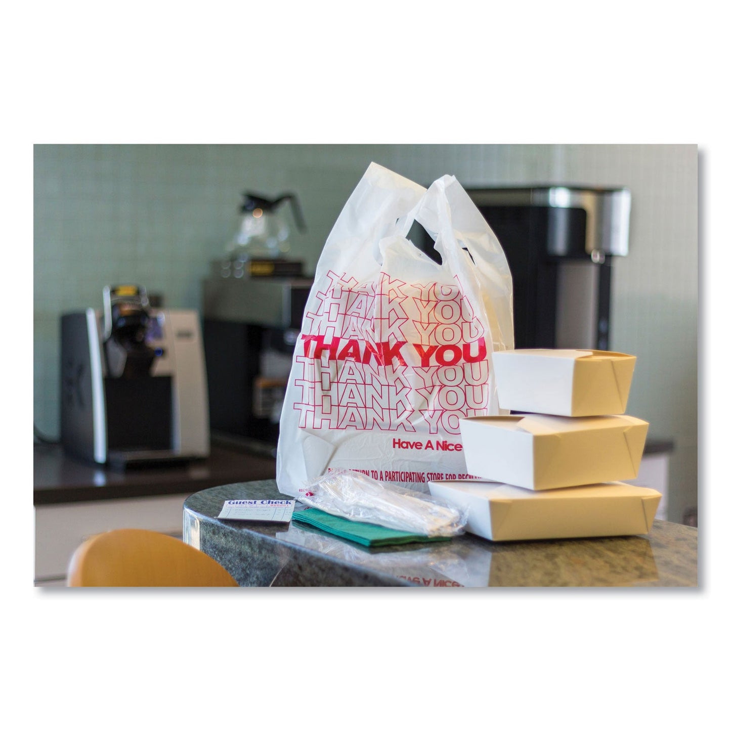 AmerCareRoyal Thank You Bags, 13" x 23" x 23", Red/White, 1,000/Carton (RPPRPTYB6FS)