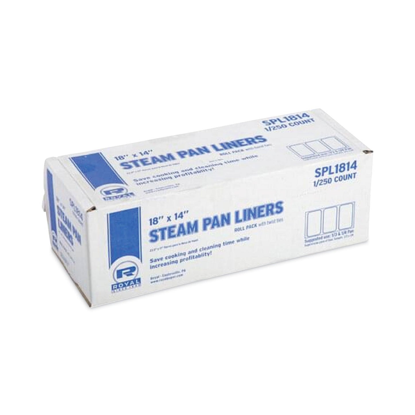 AmerCareRoyal Steam Pan Liners, With Twist Ties, 0.33, 0.25 Pan, 0.02 mil, 18" x 14", 250/Carton (RPPSPL1814)