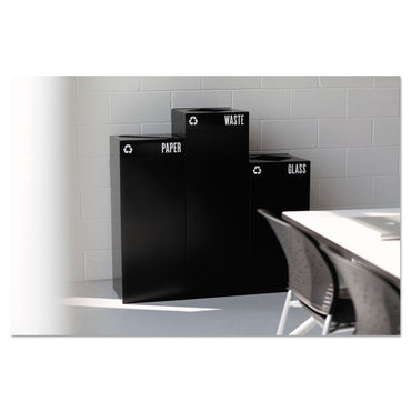 Safco Public Square Plastic-Recycling Container, Square, Steel, 25 gal, Black (SAF2981BL)