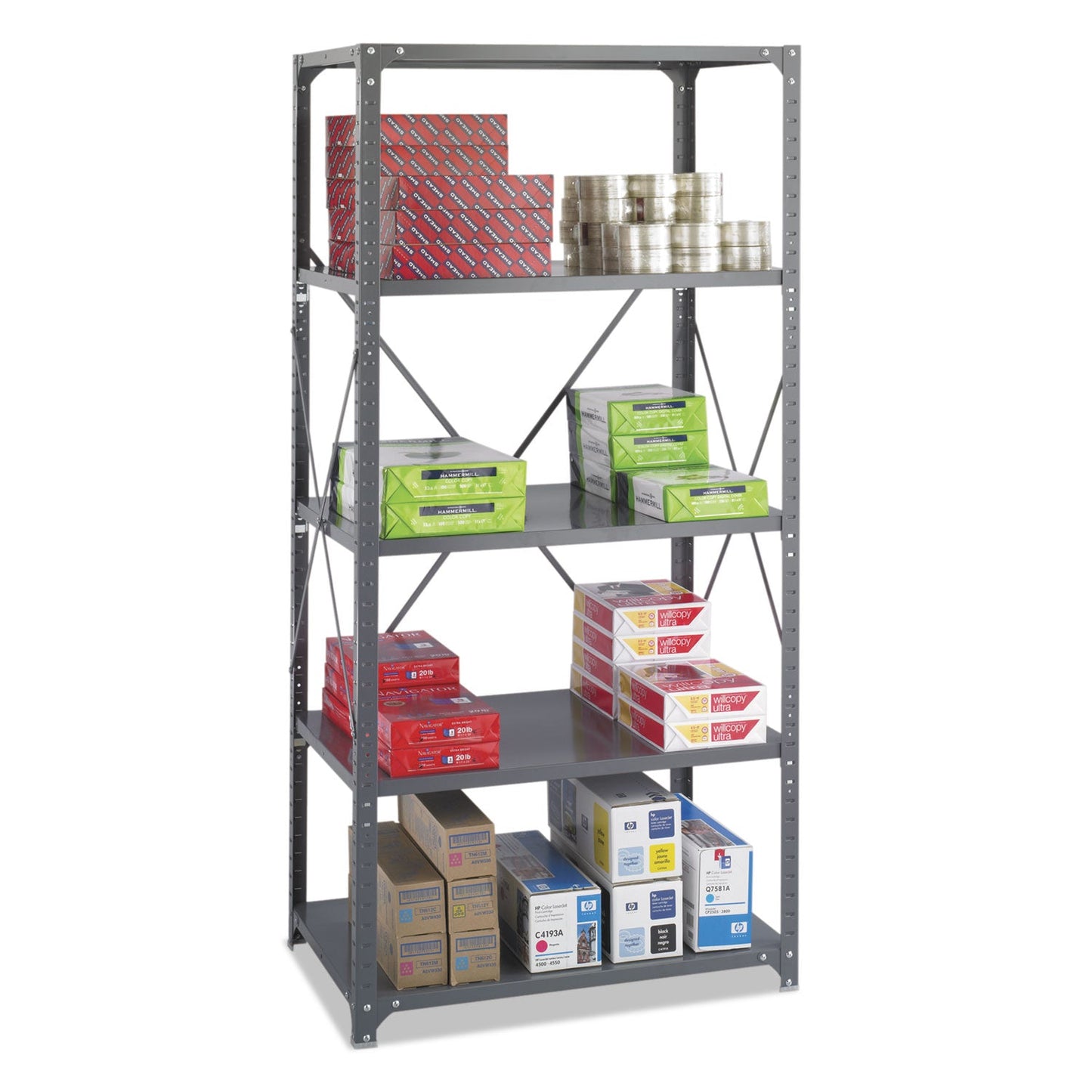 Safco Commercial Steel Shelving Unit, Five-Shelf, 36w x 24d x 75h, Dark Gray (SAF6267)