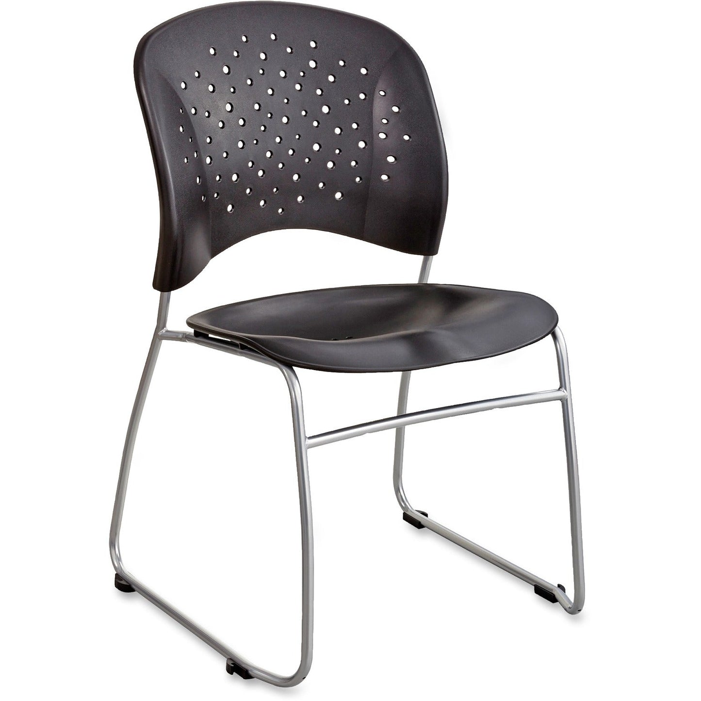 Safco Rêve Series Guest Chair With Sled Base, Black Plastic, Silver Steel, 2/Carton (SAF6804BL)