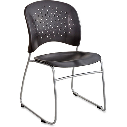 Safco Rêve Series Guest Chair With Sled Base, Black Plastic, Silver Steel, 2/Carton (SAF6804BL)
