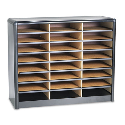 Safco Steel/Fiberboard Literature Sorter, 24 Sections, 32 1/4 x 13 1/2 x 25 3/4, Black (SAF7111BL)