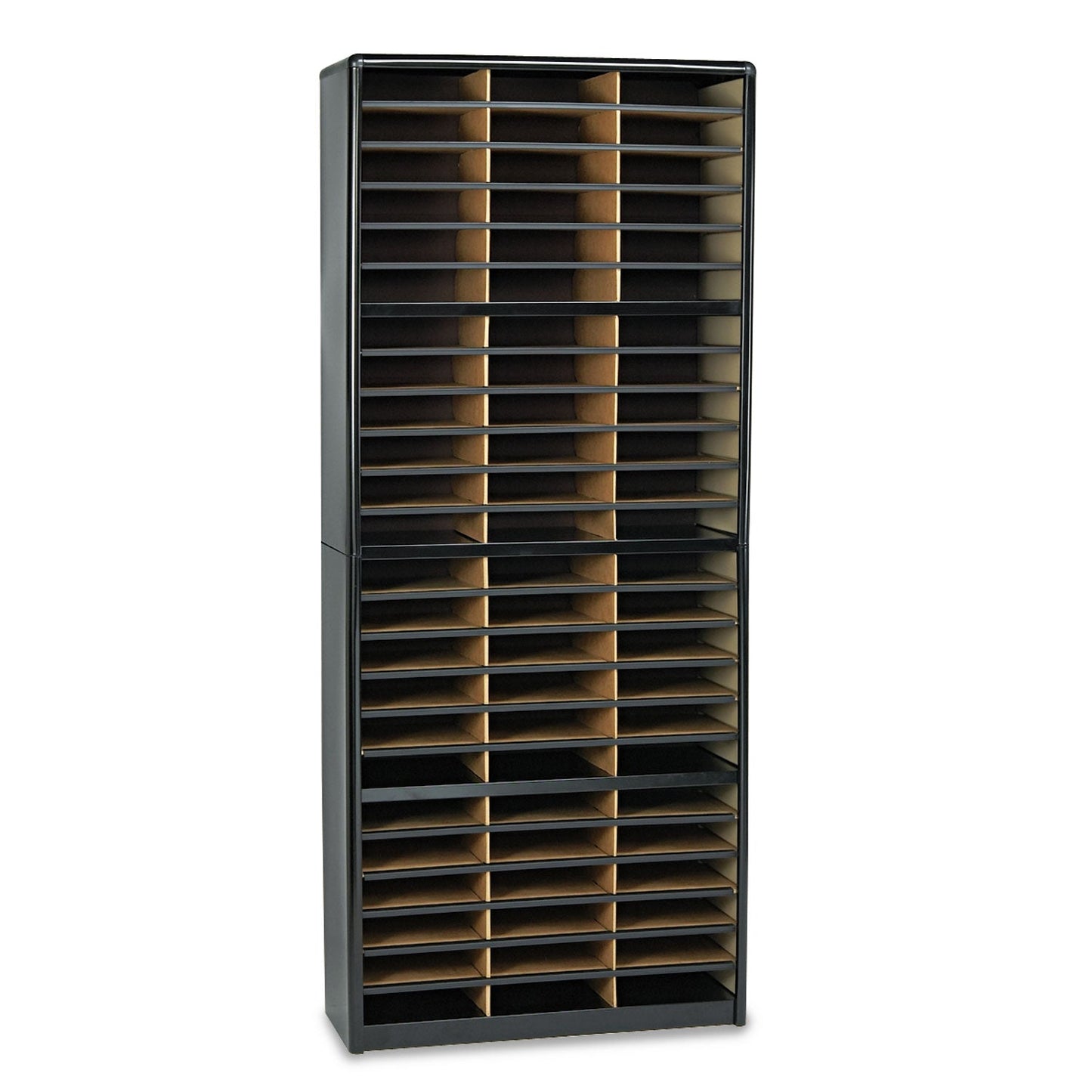Safco Steel/Fiberboard Literature Sorter, 72 Sections, 32 1/4 x 13 1/2 x 75, Black (SAF7131BL)