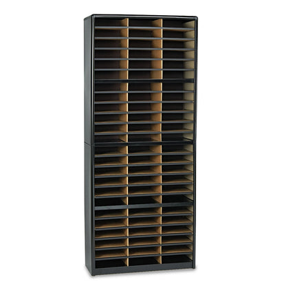Safco Steel/Fiberboard Literature Sorter, 72 Sections, 32 1/4 x 13 1/2 x 75, Black (SAF7131BL)
