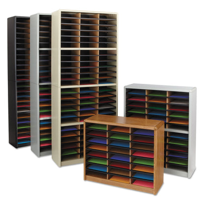 Safco Steel/Fiberboard Literature Sorter, 72 Sections, 32 1/4 x 13 1/2 x 75, Black (SAF7131BL)