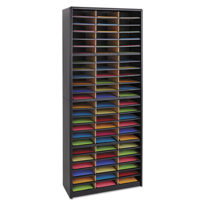 Safco Steel/Fiberboard Literature Sorter, 72 Sections, 32 1/4 x 13 1/2 x 75, Black (SAF7131BL)