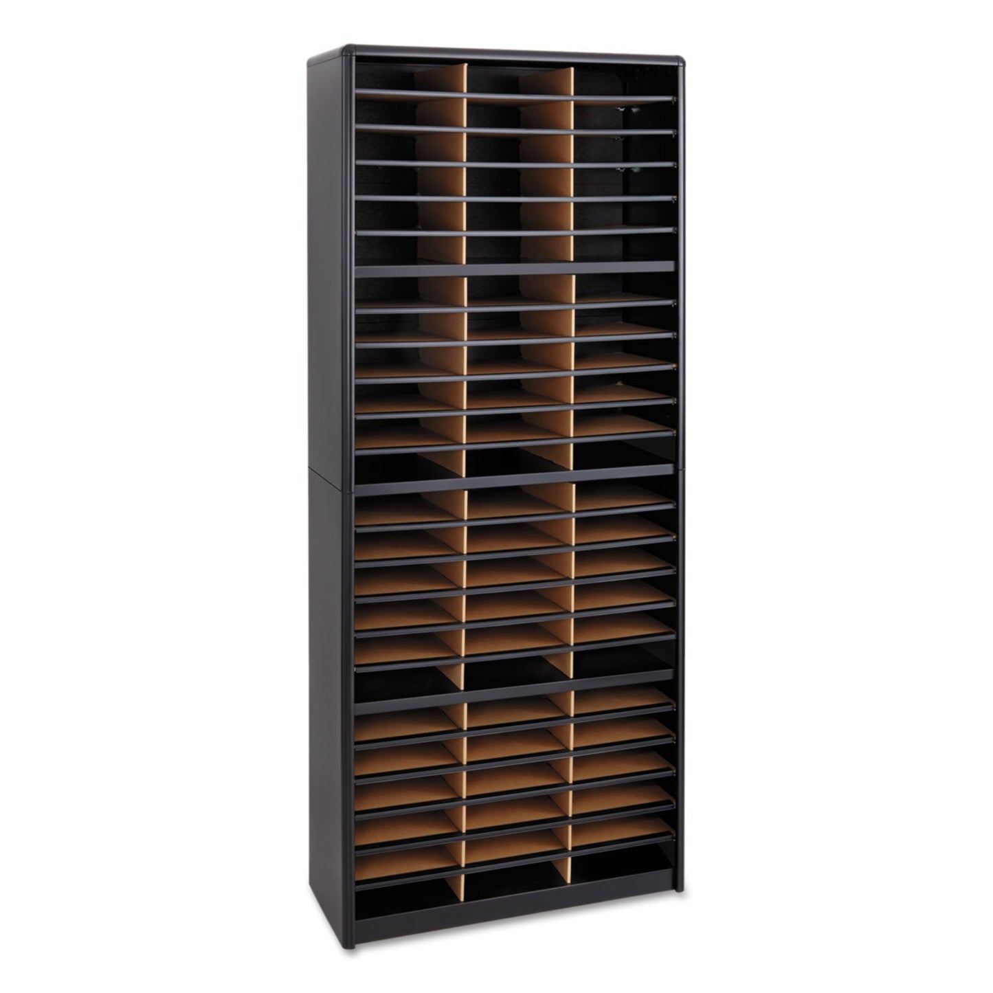 Safco Steel/Fiberboard Literature Sorter, 72 Sections, 32 1/4 x 13 1/2 x 75, Black (SAF7131BL)