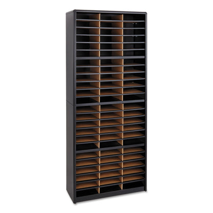 Safco Steel/Fiberboard Literature Sorter, 72 Sections, 32 1/4 x 13 1/2 x 75, Black (SAF7131BL)