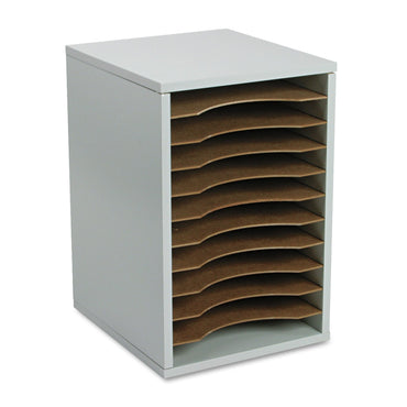 Safco Wood Vertical Desktop Literature Sorter, 11 Sections 10 5/8 x 11 7/8 x 16, Gray (SAF9419GR)