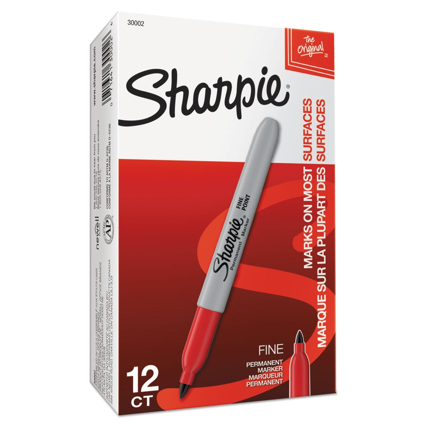 Sharpie Fine Tip Permanent Marker, Red, Dozen (SAN30002B)
