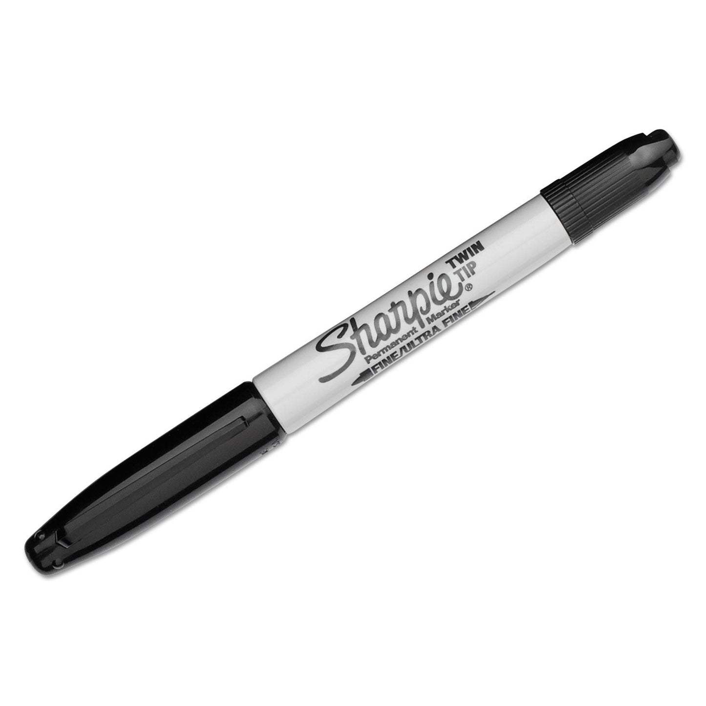 Sharpie Twin-Tip Permanent Marker, Fine/Extra-Fine Bullet Tip, Black, Dozen (SAN32001BX)