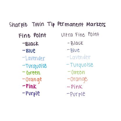 Sharpie Twin-Tip Permanent Marker, Fine/Extra-Fine Bullet Tip, Black, Dozen (SAN32001BX)