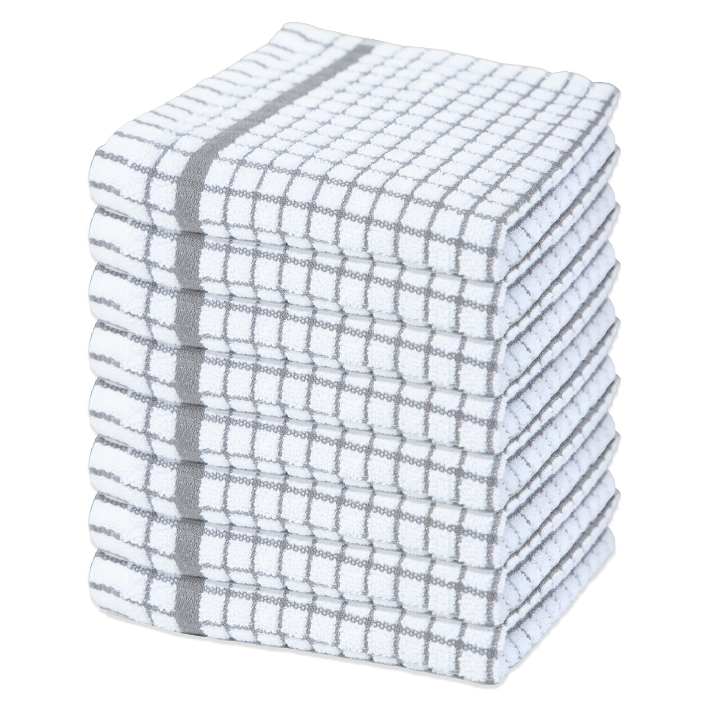 Sloppy Chef Classic Checkered Dishcloth 13x13 Grey (8/Pack) (P-SC-CHK-DC-GRY)