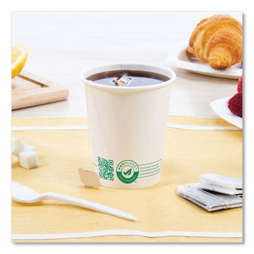 SOLO Compostable Paper Hot Cups, ProPlanet Seal, 10 oz, White/Green, 1,000/Carton (SCC370PLAPLANET)