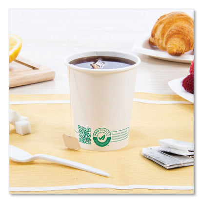 SOLO Compostable Paper Hot Cups, ProPlanet Seal, 10 oz, White/Green, 1,000/Carton (SCC370PLAPLANET)